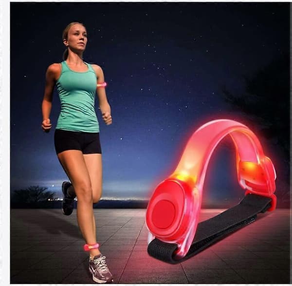 2-delat LED-armband Reflekterande, lätt och justerbart med hög synlighet för utomhusjogging, röd