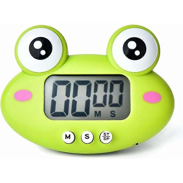 Køkkenur, magnetisk timer, elektronisk timer med LCD-display, tegneseriefrøform, perfekt køkkenvækkeur til madlavning, sport