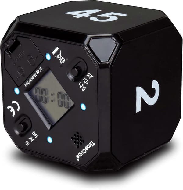 1 stk. Cube-timer Kjøkkentimer Gravitasjonssensor Flip Meditasjon Timer Management Og Nedtelling 5-15-25-45 minutter, svart
