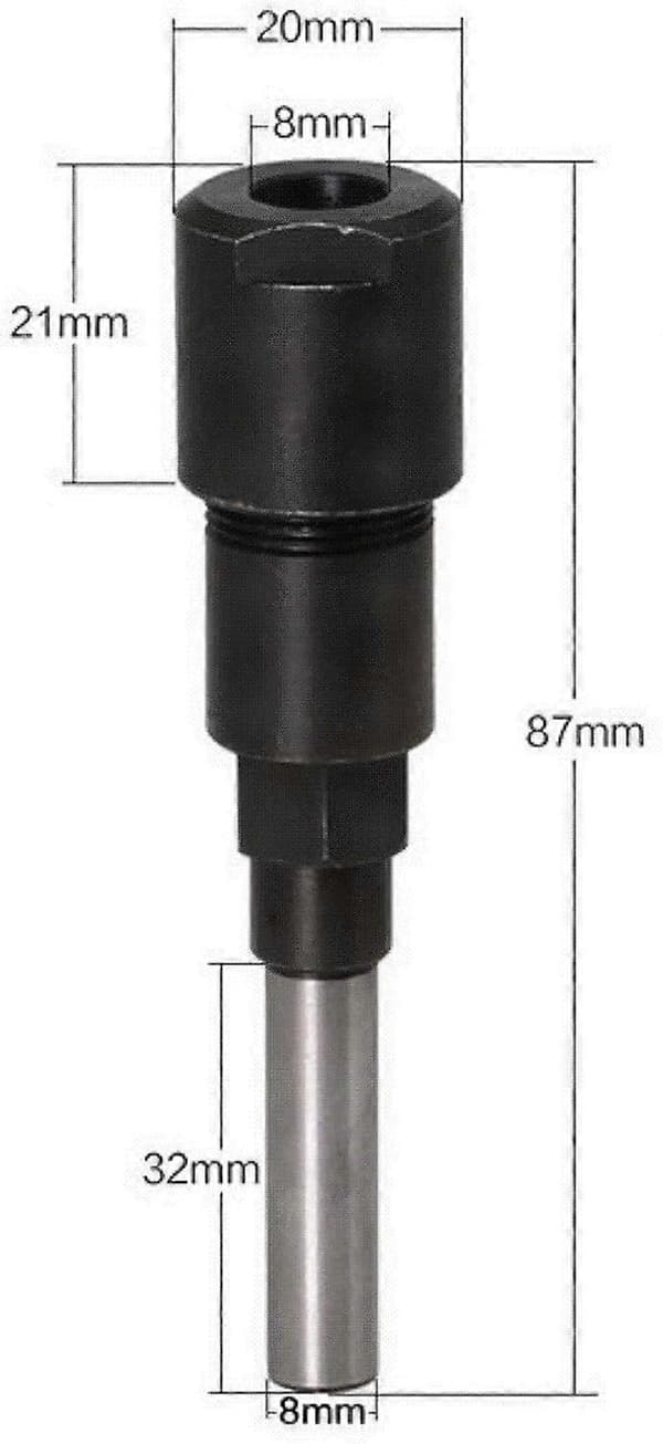 Fräsförlängare 8mm skaftförlängningsklämma Professionell fräs Collet Extension för trimningsgraveringsmaskin