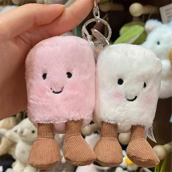 Sjov Marshmallow Nøglering Sød Blød Nøglering Vedhæng Dukke Vedhæng Gave