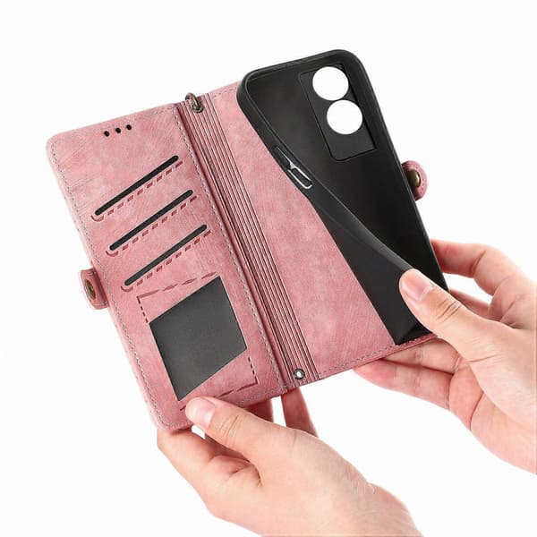 Til TCL 50 5G PU Læder Stand Wallet Case Geometrisk Print Telefon Cover - Pink (Pink)