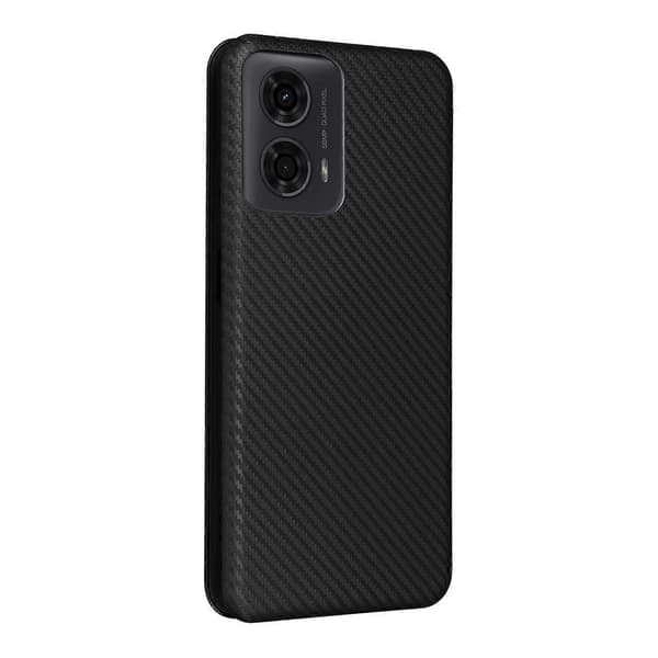 Kolfibertextur Flip Läder Telefonfodral (Svart, för Motorola Moto G04 / G24)