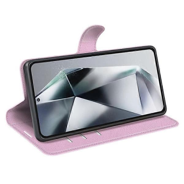 Kompatibelt för Samsung Galaxy S25 Ultra Skal Litchi Textur Stötsäkert Läder Plånbok Telefonfodral (Rosa)