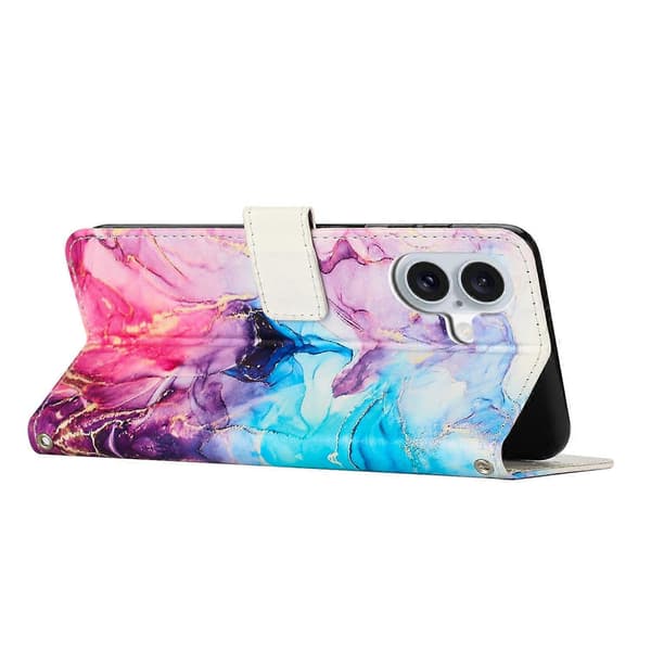 Marmor PU Læder Wallet Case til iPhone 17 (Multi-farvet, Pink Lilla)