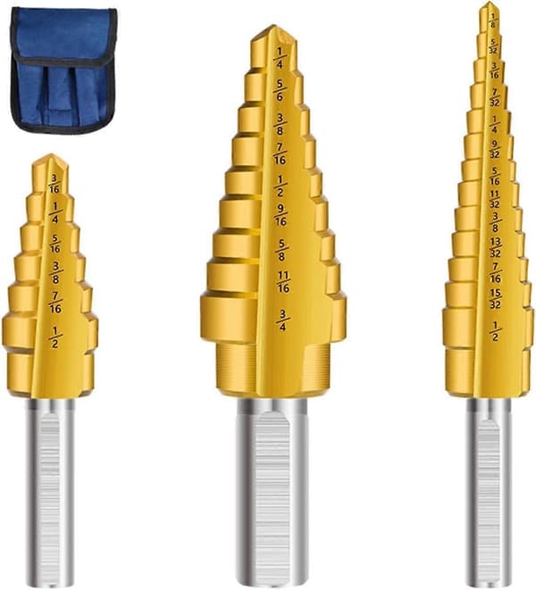 Kappbor Step Cone Bor Rett Pagode Bor Punkt HSS Step Bor Metall Metallboks Hull (Farge: 3 stk med pose)