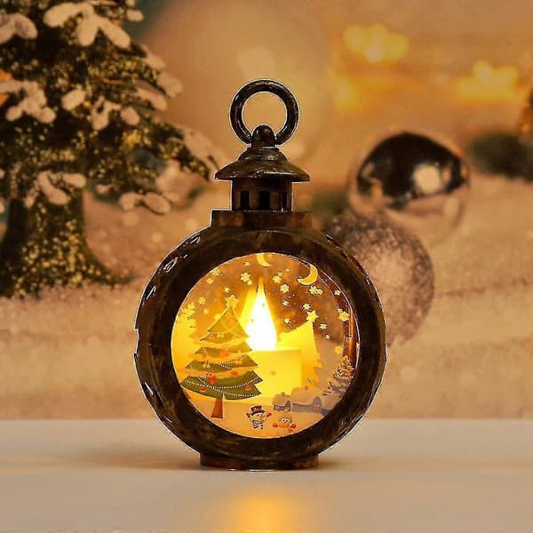Juledekorasjonsutstyr LED Liten Rund Lampe Bærbar Lykt Gave Vindusdekorasjon (Stil A)