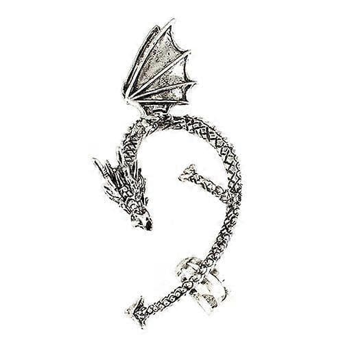 1 stk. Kvinder Kreativ Retro Gotisk Punk Graveret Drageform Øre Wrap Øre Cuff Ørering Ikke Piercet Øre Cuff Wrap Clip StudSølv