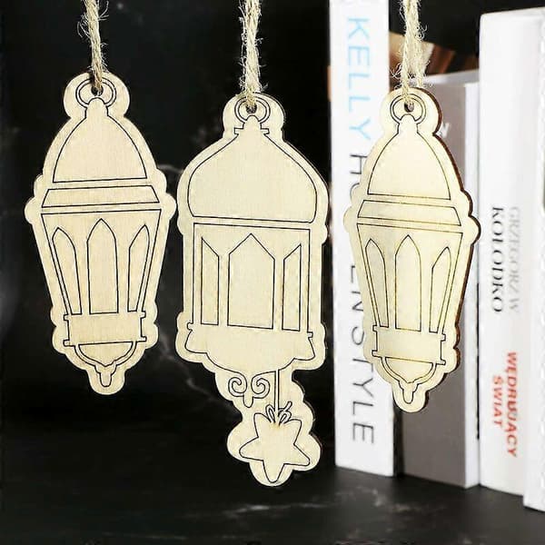 2 stk. Træpladeophæng Islam Ramadan Vægophæng Ornament DIY Boligdekoration til Eid Ramadan