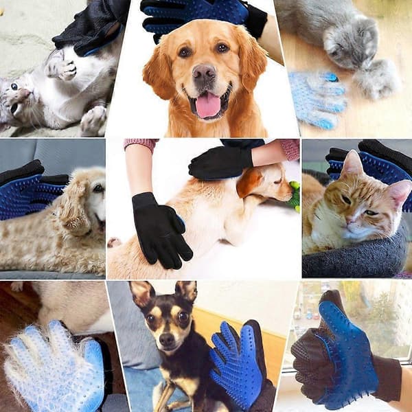 Husdjursvårdshandske Mjuk Borsthandske Hund Katt 1 Par, blå