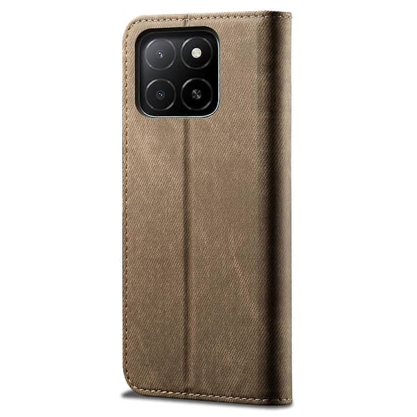 Honor X5b Plus/X5b Mobilskal Denim Textur Anti-Rep Läder Ställ Telefonskydd - Khaki (Khaki)