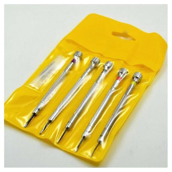 5st Precisionsskruvmejselset för Armbandsur Reparation med 5 Extra Blad