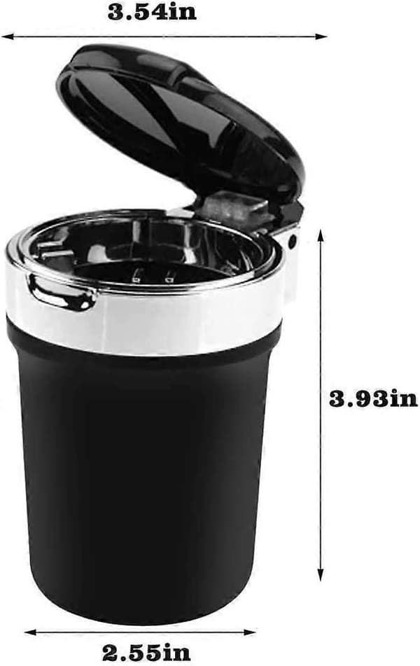 Bilaskkopp LED Rostfritt Stål Askkopp med Lock Cigarraskkopp för Bil, Hem, Kontor 9,5x7,5x5,5cm