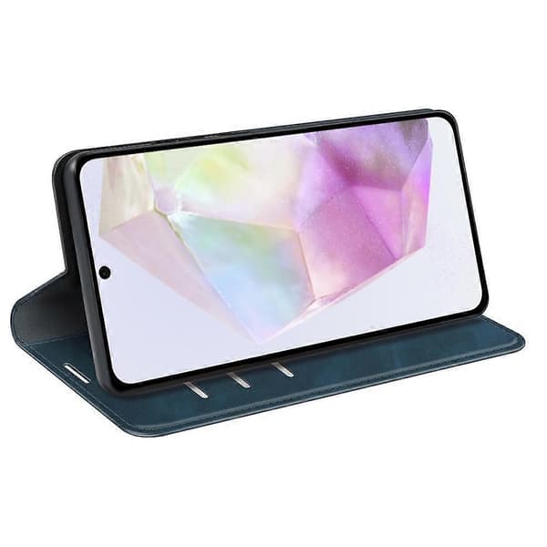För Samsung Galaxy A36 5G/A56 5G Mobilskal Taktilt Läder Plånbok Telefonskydd - Blå (Blå)