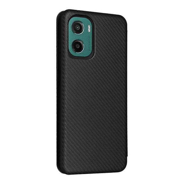 Kolfibertextur Flip Läder Telefonfodral (Svart, för Motorola Moto G05 / E15)