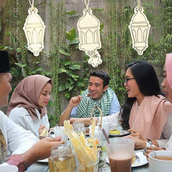 2 stk. Træpladeophæng Islam Ramadan Vægophæng Ornament DIY Boligdekoration til Eid Ramadan
