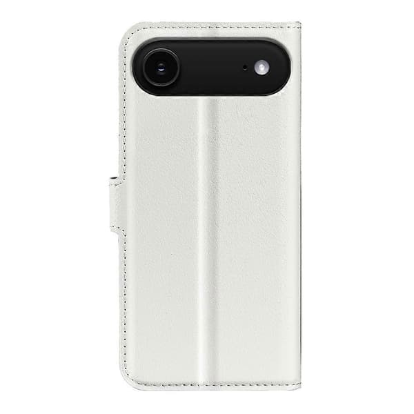 För iPhone 17 Air Skal Litchi Textur Stötsäkert Läder Plånboksfodral (Vit, Vit)