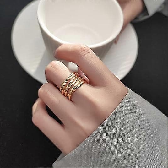 Unisex Solid Crisscross Sammenvevd Crossover Infinity Kraftig Statement Ring i Rustfritt Stål, 19 cm