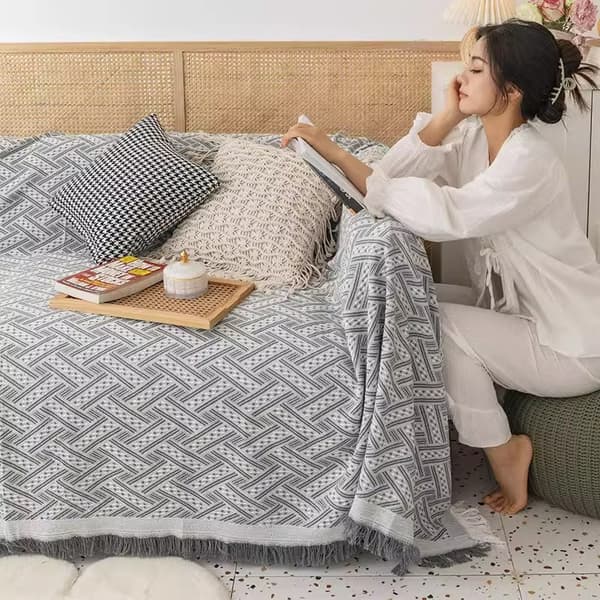 Sofa håndklæde i pastoral stil, ikke-klæbende fnug sofaovertræk