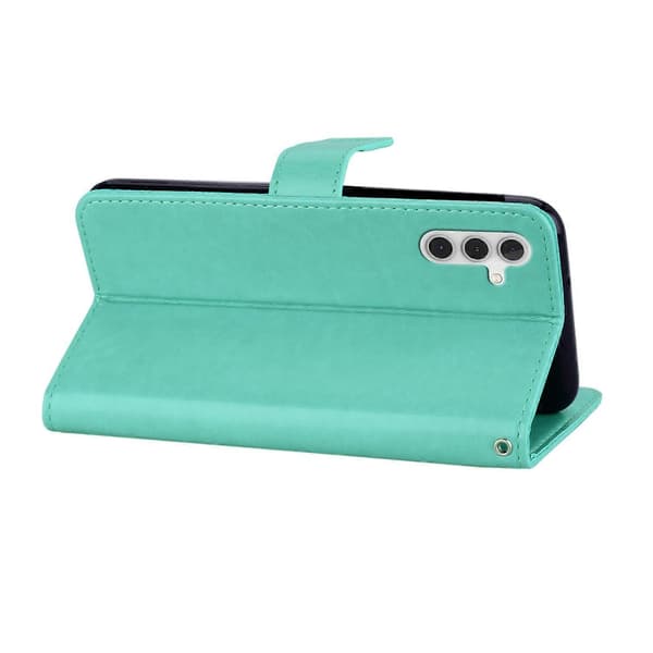 För Samsung Galaxy A16 5G/4G Uggla Blomma Tryck Läderfodral Plånboks Telefonfodral med Axelrem - Cyan (Cyan)