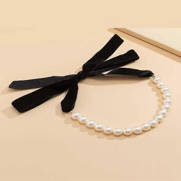 Trendy Perle Choker Halskjede For Kvinner Daglig Bruk (svart)