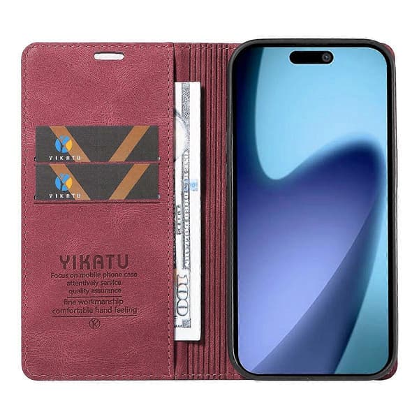 YIKATU YK-004 Touch Wallet Phone Case i læder til iPhone 17 Air