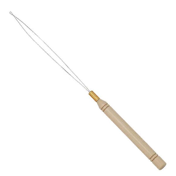 Hårförlängning Loop Needle Threader Tool, Trä Hårförlängning Dragkrok Verktyg för Micro Rings Nano pärlor Styling Tillbehör 8 st, 233mm