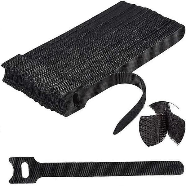 Kabelbinder, sorte justerbare genanvendelige selvgribende kabelbindere (100 stk. 150 x 12 mm)