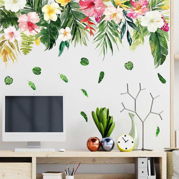 En uppsättning vackra växter blommor väggdekaler - väggdekor