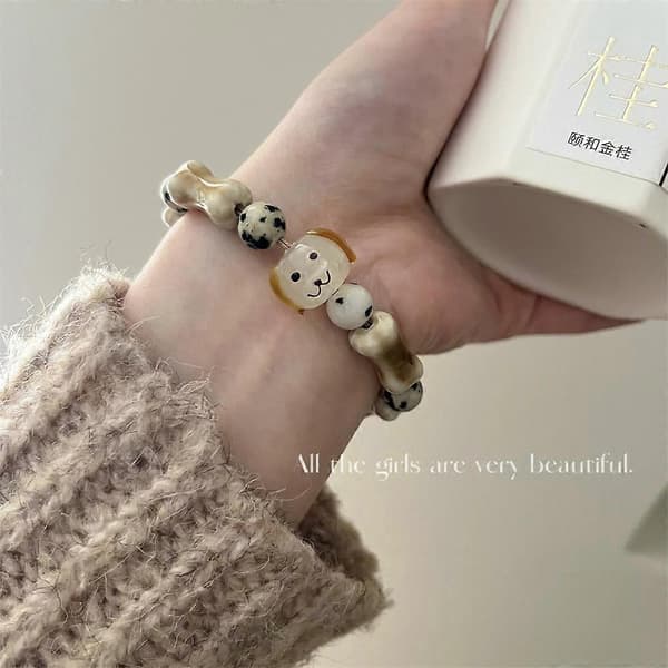 Retro Stil Sød Hundevedhæng Justerbar Vævet Armbånd
