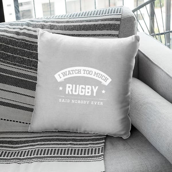 Jeg ser aldrig for meget rugby pude (Lynggrå)