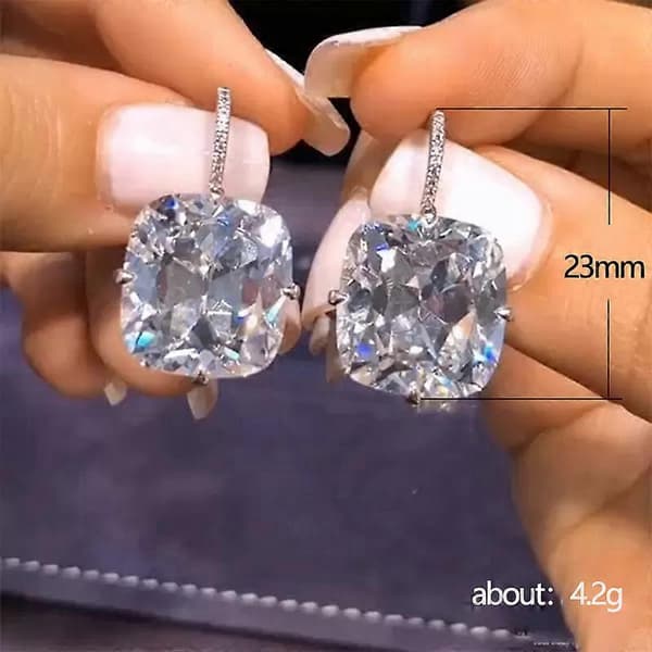 Smukke Cubic Zircon 925 Sølvbelagte Hængeøreringe Dame Smykker Et Par