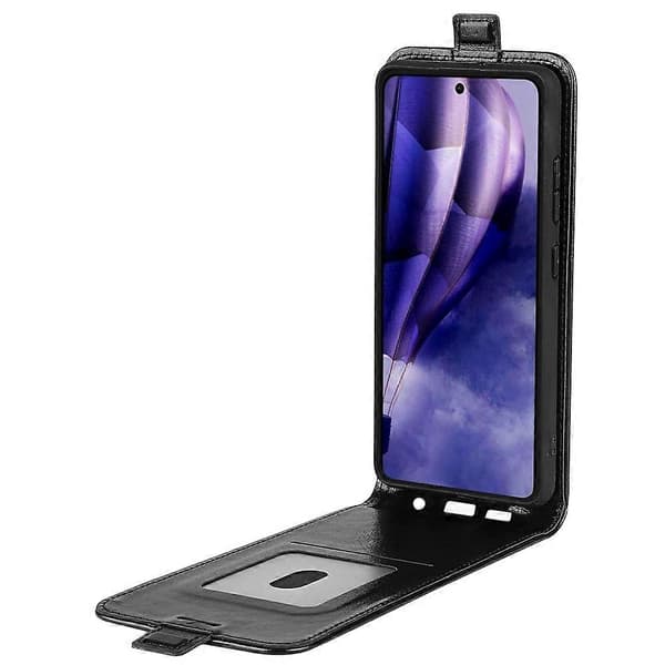 Til HMD Skyline Telefon Cover med Kort Slot Vertikal Flip Læder Telefon Cover - Sort (Sort)