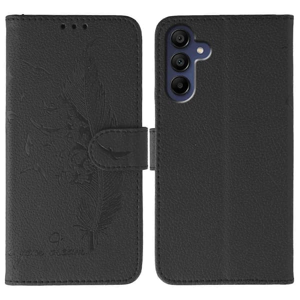 Mobilskal för Samsung Galaxy S25 FE Fjäder Tryck PU Läder Plånbok Telefonskydd