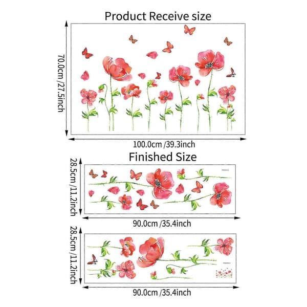 En uppsättning supervackra blomväggdekaler Väggdekorationer för vardagsrum Sovrum Kontor Väggdekor