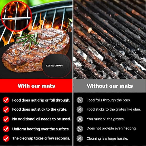 BBQ grillmatte, sett med 5 40x33CM non-stick Teflon grillmatter grillplate gassgrill, bakematte bakepapir gjenbrukbar, for kullgrill, elektronisk gr