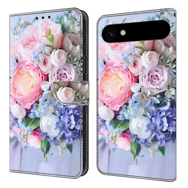 För iPhone 17 Air Mobilskal Magnetisk Stängning 3D Mönster Läder Plånbok Mobilskydd (Färgglada Blommor)