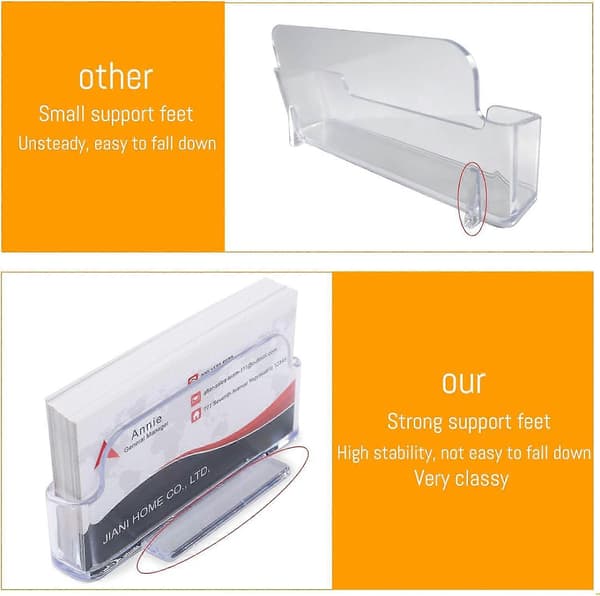 Visitkort Holder til Skrivebord - 4 Pak Akryl Visitkort Holder Stand Display Plastik, Desktop Visitkort Holdere til Udstilling, Kontor, L97xB