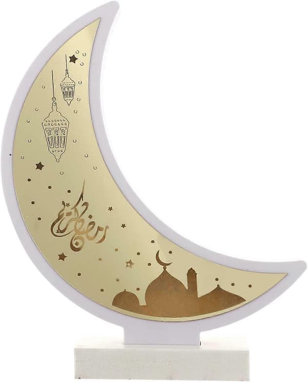 Ramadan Mubarak Dekorativ Eid Månelampe Dekorationer Måne Natlamper Bordpynt i Træ til Fest