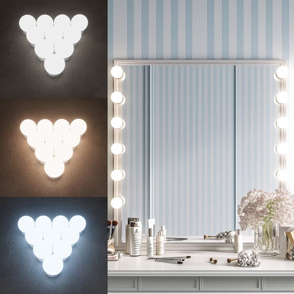 3 farvede lys, 14 dæmpbare LED-pærer, USB-genopladelige pærer - perfekte til makeup - fremhæver din skønhed