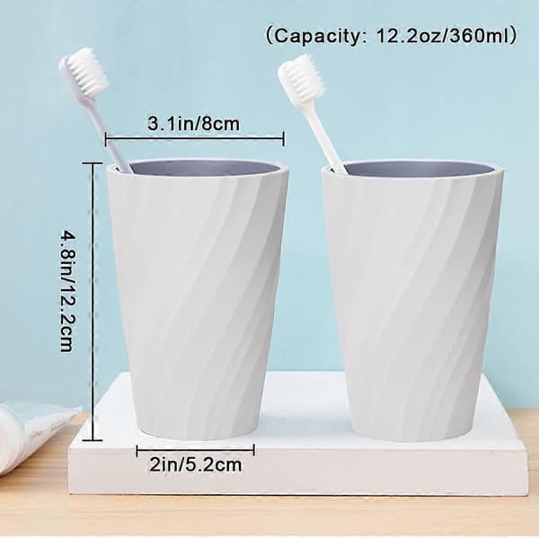 2-pack Okrossbara Mjuka och Tåliga Tandborstmuggar för Badrum (Vit) 8cm*5.2cm*12.2cm
