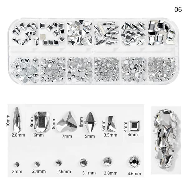 DIY smyckestillbehör 12 fack specialformad nagelkonst diamant specialformad diamant