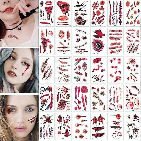 30 Halloween - Sår tatuering / Tatueringsdekaler