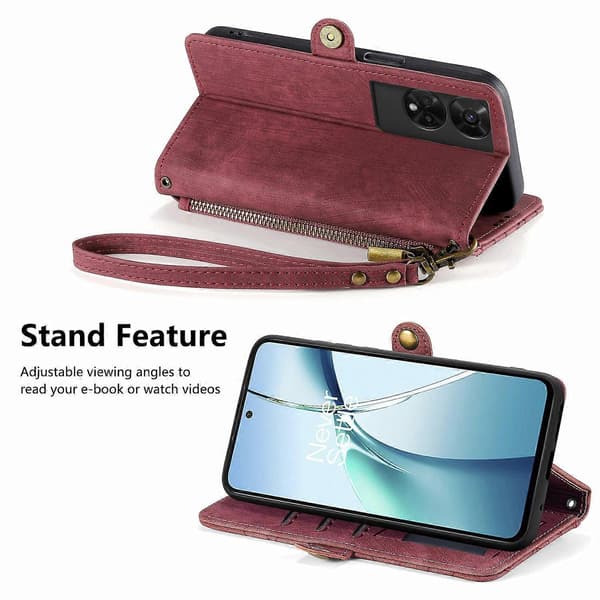 För TCL 50 5G PU Läder Ställ Plånboksfodral Geometriskt Tryck Telefonskal - Röd (Röd)