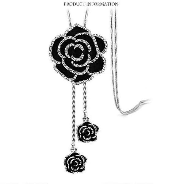 Rhinestone Svart Rose Anheng for Kvinner Genser Kjede Krystalltilbehør Pyntet Samlokalisering Kveldsfest Bryllup