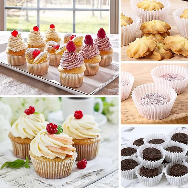 Muffinsformar papper, 100 stycken, muffinsformar papper diameter 5 cm, 3 cm höga (vita)