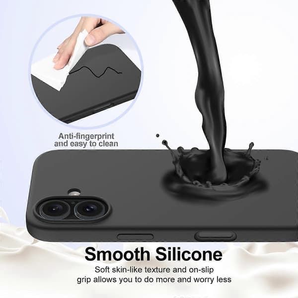 Til iPhone 16 mobiltelefoncover, kompatibelt med MagSafe anti-drop flydende silikone mobiltelefoncover (sort, sort)