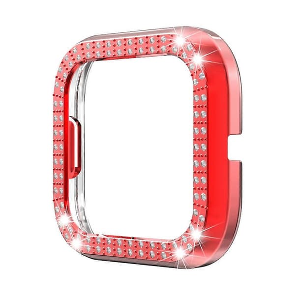 For Fitbit versa 2 PC Dobbelt rad diamantbesatt beskyttelsesdeksel (svart)