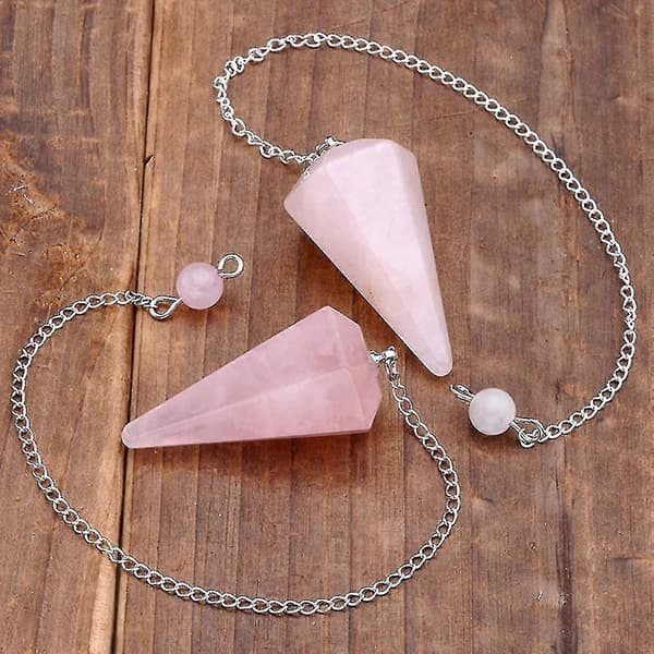 Rose Quartz Edelsten Krystall Pendel - Pendling, Spådom, Healing med Gavepose