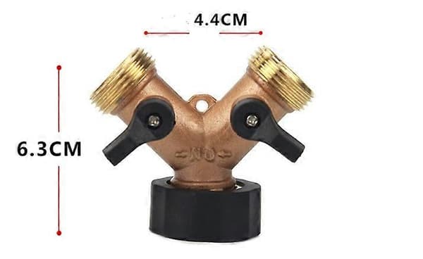Y-konnektorer med vandhaneadapter messing 2-vejs rørkonnektor Y-form 3/4 til havevanding